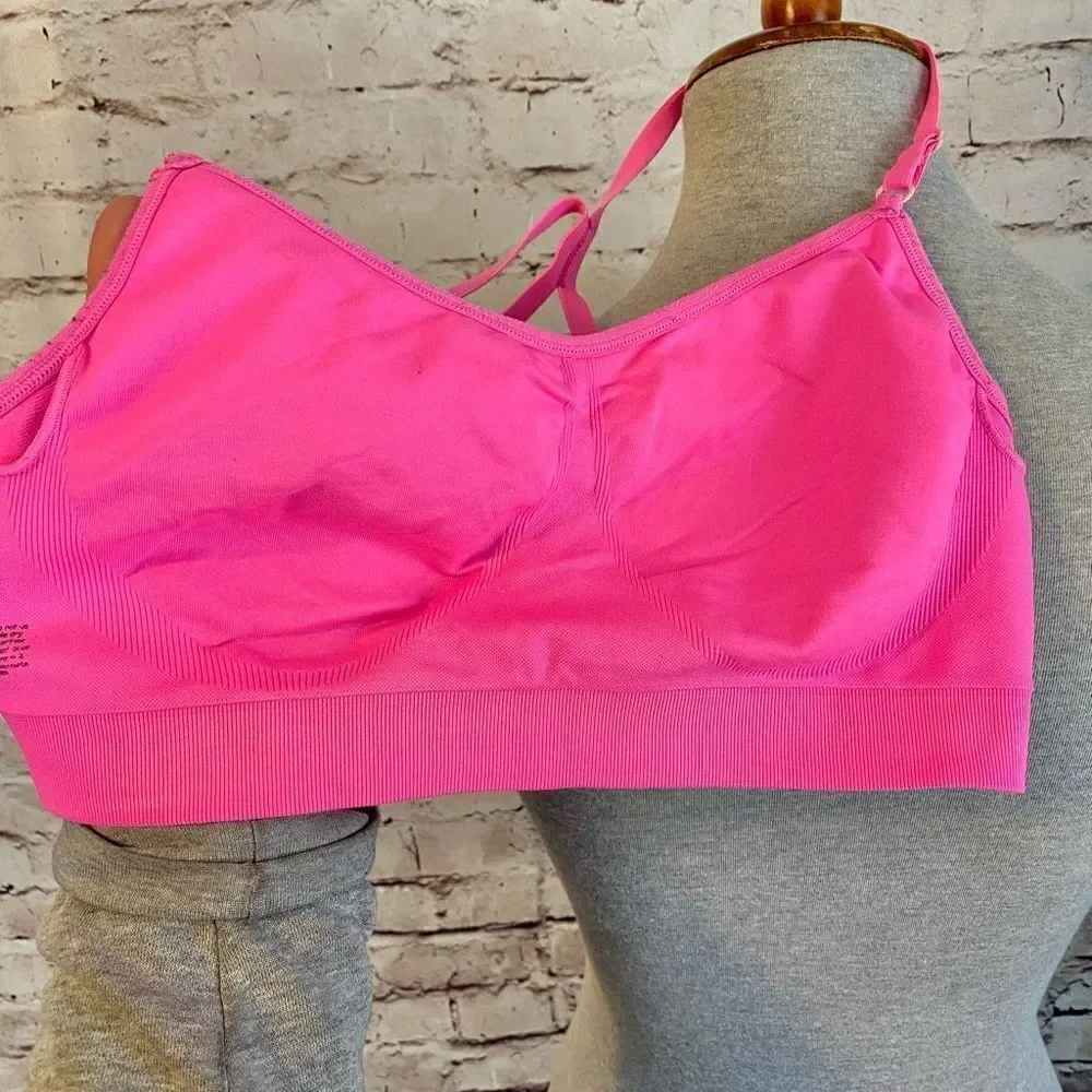 VSX Victoria’s Secret Sports Bra Pink Racerback Low Medium Impact Size Large